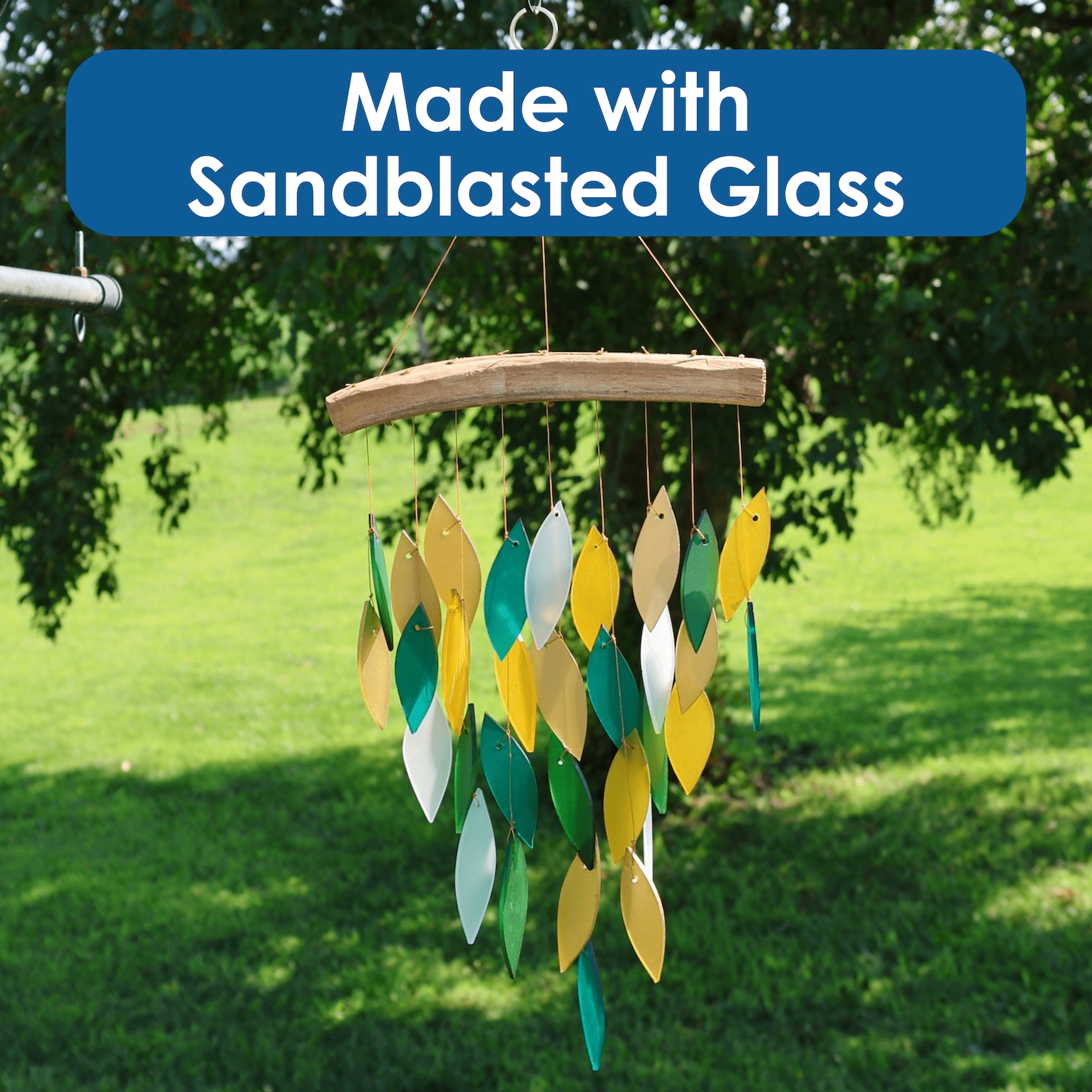 Blue Handworks Glass Wind Chime Rainforest Waterfall Hanging Wind Chimes Garden Decor