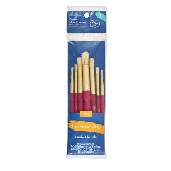 Hello Hobby Premium Stencil Brush Set, 7 Pieces, Multicolor