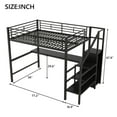 thumbnail image 6 of EUROCO Modern Metal Full Size Loft Bed with Wardrobe, Shelf and Desk with LED Light, Storage Staircase for Kids Teens, Black, 6 of 14