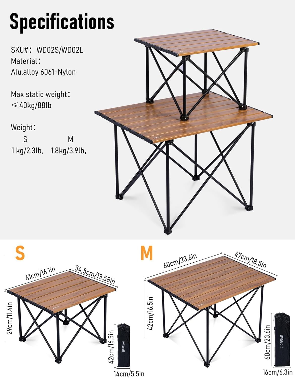 Ultralight Foldable Aluminum Camping Table, Triangular Support Heat Resistant Waterproof Portable Outdoor Folding Table Supports 88 Lbs with Carry Bag for Picnic Beach Fishing Backyard