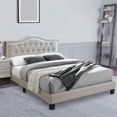 thumbnail image 6 of Button Tufted Queen Burlap Bed with Curved Headboard Light Brown - Saltoro Sherpi, 6 of 6