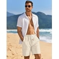 thumbnail image 3 of COOFANDY Mens Casual Linen Shorts Drawstring Elastic Waist Loose Fit Summer Beach Shorts L, 3 of 7