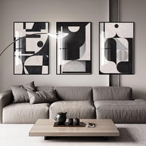 Hieng Large bright black and white geometric abstract wall art modern decorative painting, suitable for living room, bedroom, bathroom, and office poster decoration printing