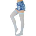 thumbnail image 7 of ToBeInStyle Women's Nylon Thigh High Schoolgirl Opaque Stockings Sky Blue, 7 of 7