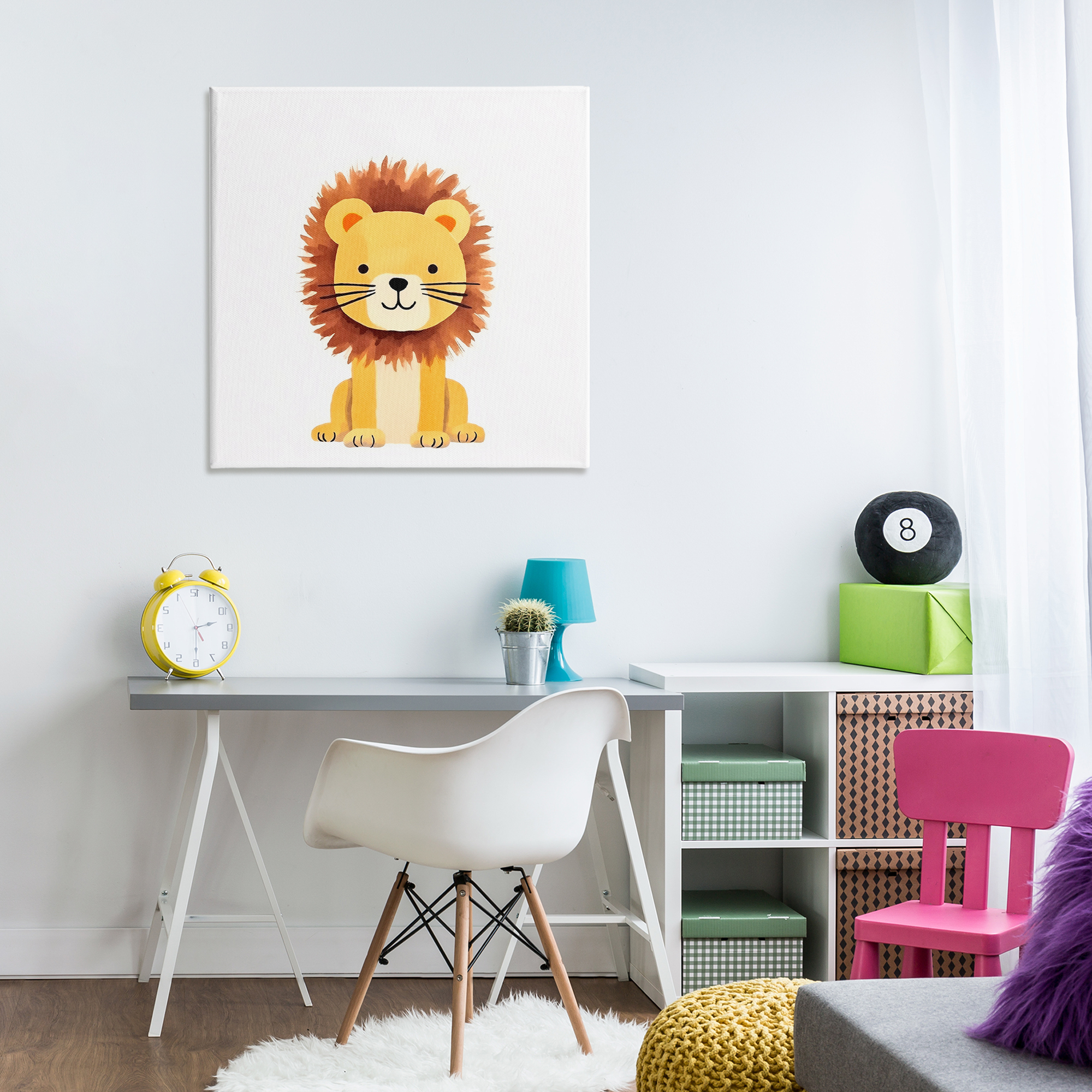 Stupell Industries Sitting Baby Lion Cub Animals Painting Wrapped Canvas Art Print Wall Art, 30 x 30