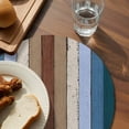 thumbnail image 3 of Blue Brown Round 15 Inch Placemats Set of 8, Farmhouse Wood Grain Vintage Vertical Striped HeatResistant Non Slip Place Mats for Dining Table, Wipeable Braided Kitchen Table Mats for Housewarming, 3 of 9