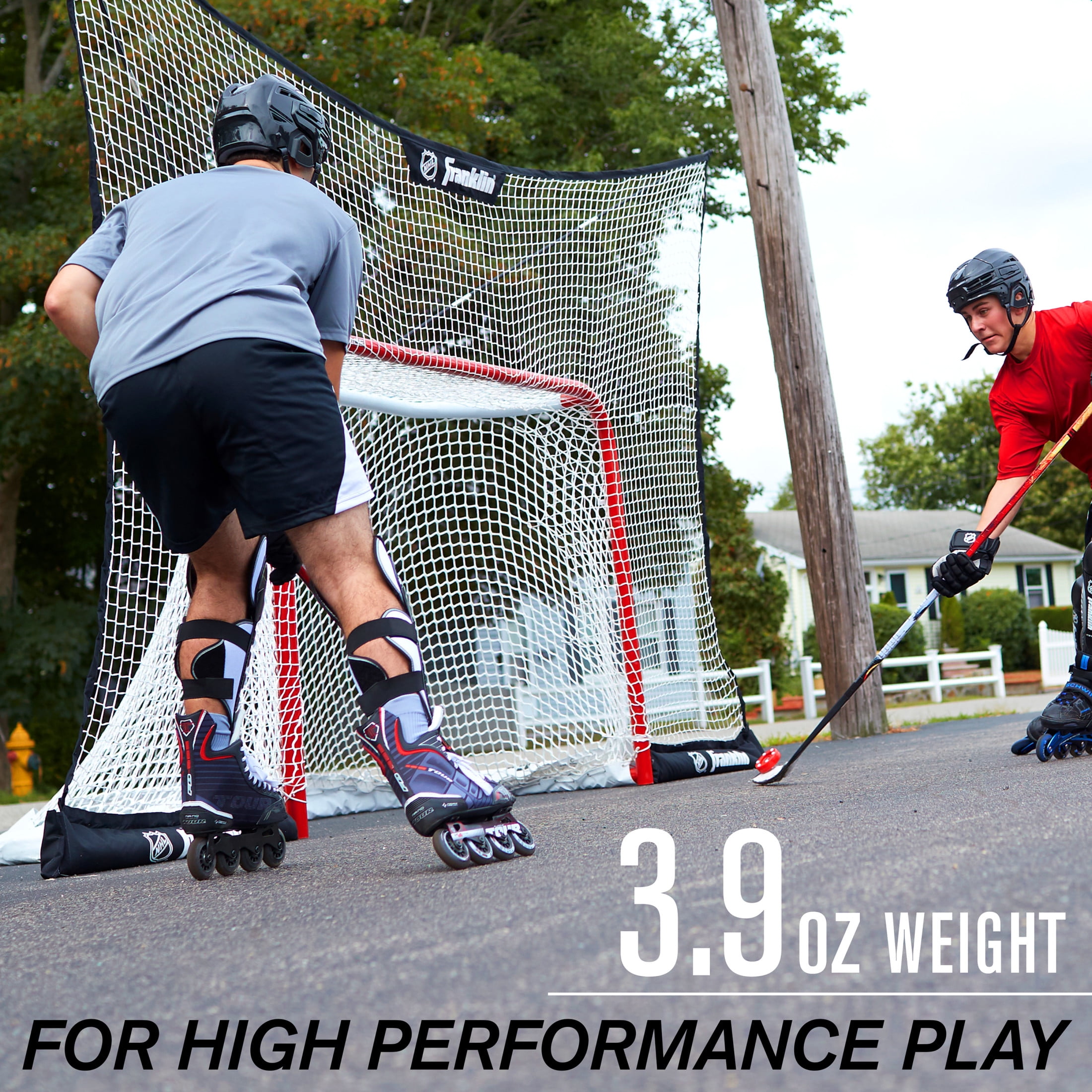 Franklin Sports NHL Street Roller Hockey Pucks - Pro Commander Outdoor Puck for Practice + Training - Red