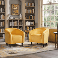 thumbnail image 6 of Yaheetech Velvet Upholstered Barrel Chair for Livingroom, Yellow, 6 of 15