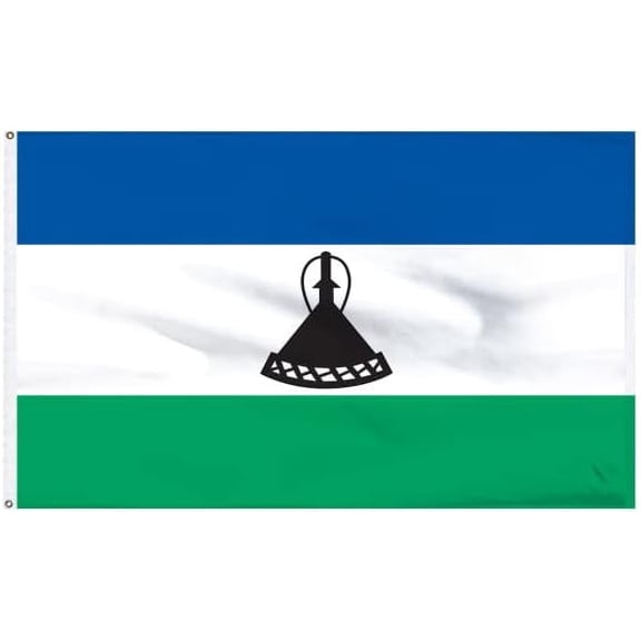 Super Tough 3'x5' Premium Banner Flag of Lesotho | Nylon Flag with Pole Sleeve | USA-Made, Heavyweight Nylon | Indoor/Outdoor Decor