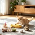 thumbnail image 5 of FEOLGEHLY Catnip Toy Set for Indoor Cats, Silvervine Cat Toy with Chew Sticks Fish Ball Mouse Feather, Cat Teething Toy Boredom Relief Chew-Proof Cat Chew Toy for Kittens (Brown A), 5 of 7