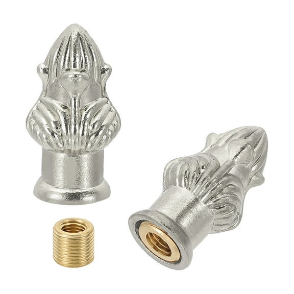 Uxcell 33 x 16mm  Lamp Finials Caps Knob, Solid Lamp Shade Top Decoration Screw Cap Nuts, Nickle Color 2 Set