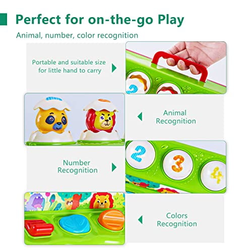 1 Year Old Toys for Boys Girls Birthday Gift,Cause and Effect Animal Pop Up Toy with Music and Light for Toddlers 1-3,Preschool Learning Educational Toys Easter Gifts for babies 6-12 months