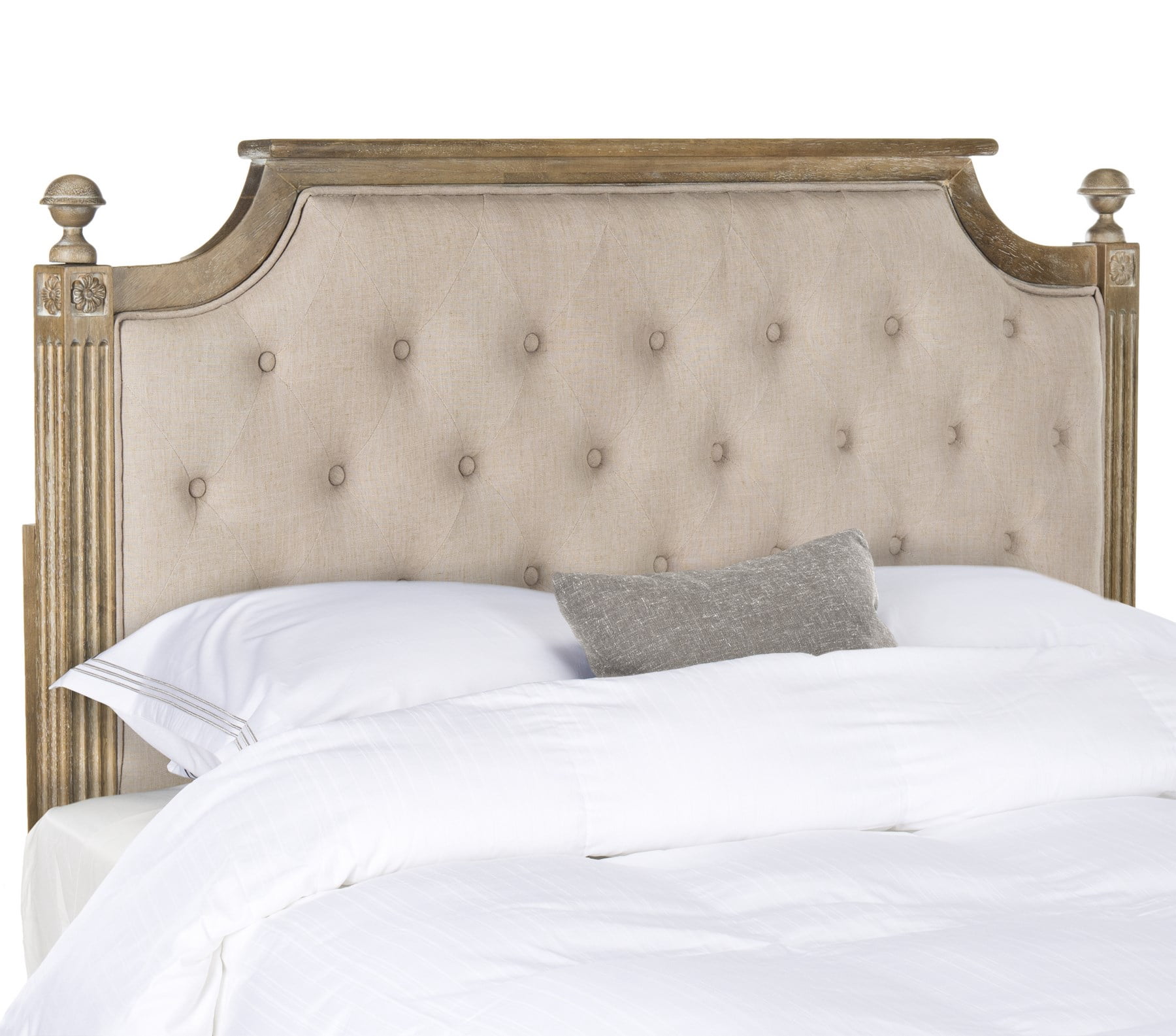 SAFAVIEH Rustic Wood Tufted Upholstered Headboard, Queen, Taupe