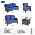 thumbnail image 3 of Vcatnet 5 Pieces Outdoor Patio Furniture Sectional Sofa All-weather Conversation Set with Fire Pit Table for Garden,Poolside,Navy blue, 3 of 8
