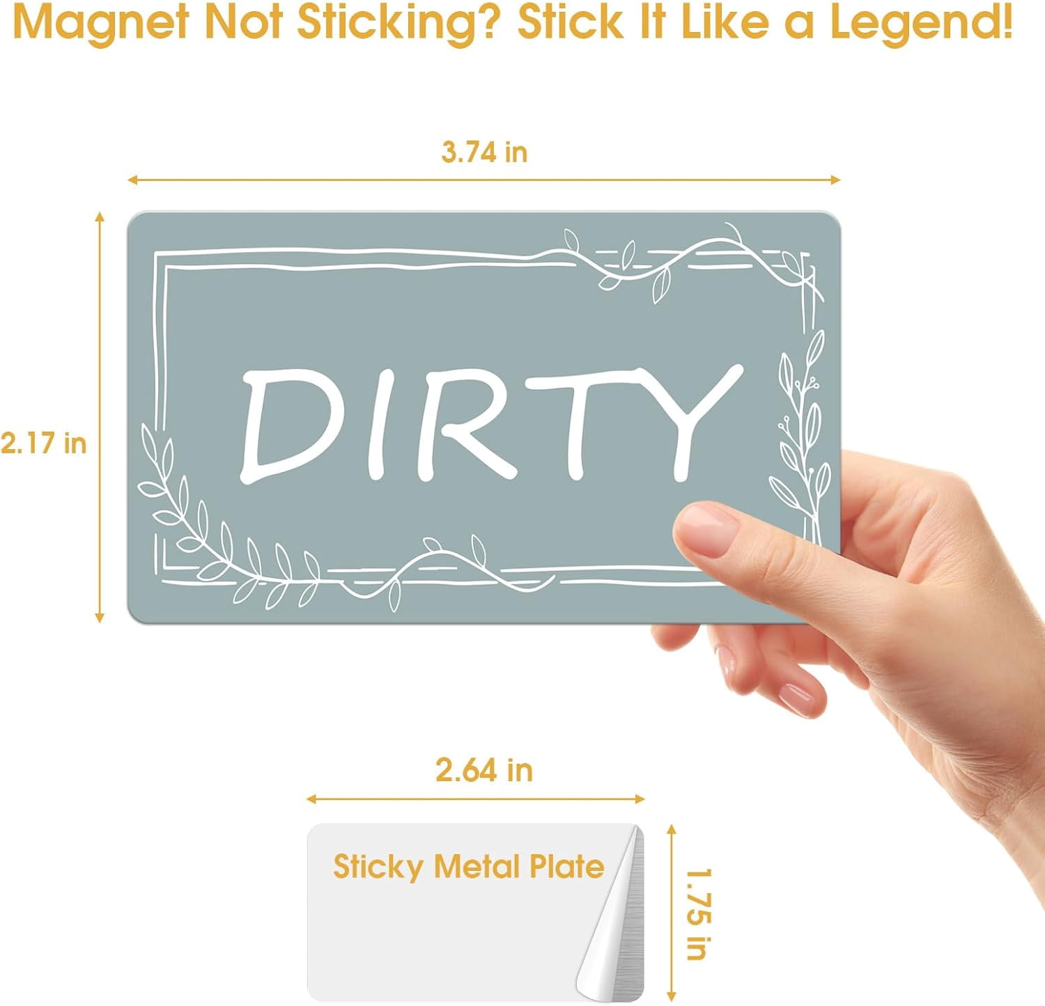 Clean Dirty Magnet for Dishwasher, Double-Sided Strong Dishwasher Clean Dirty Sign, Includes Adhesive Metal Plate, Dishwasher Magnet Clean Dirty Sign for All Dishwashers-Slate Blue & White