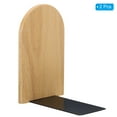 thumbnail image 3 of Unique Bargains Wood Bookend with Metal Base Non-skid Round Head Book Ends Beech Wood, 3 of 7