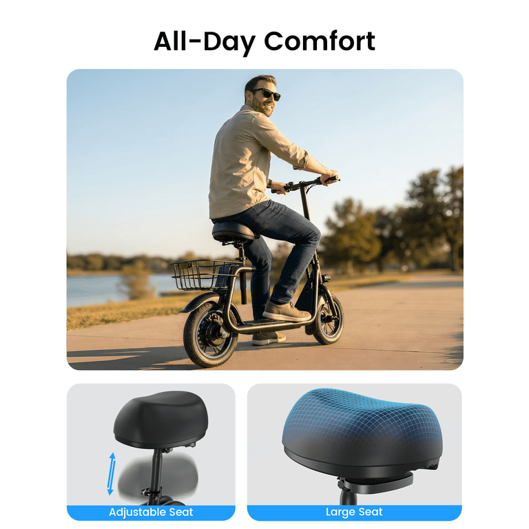 MIHOVER 450W Electric Scooter with Seat, Commuter Electric Scooter