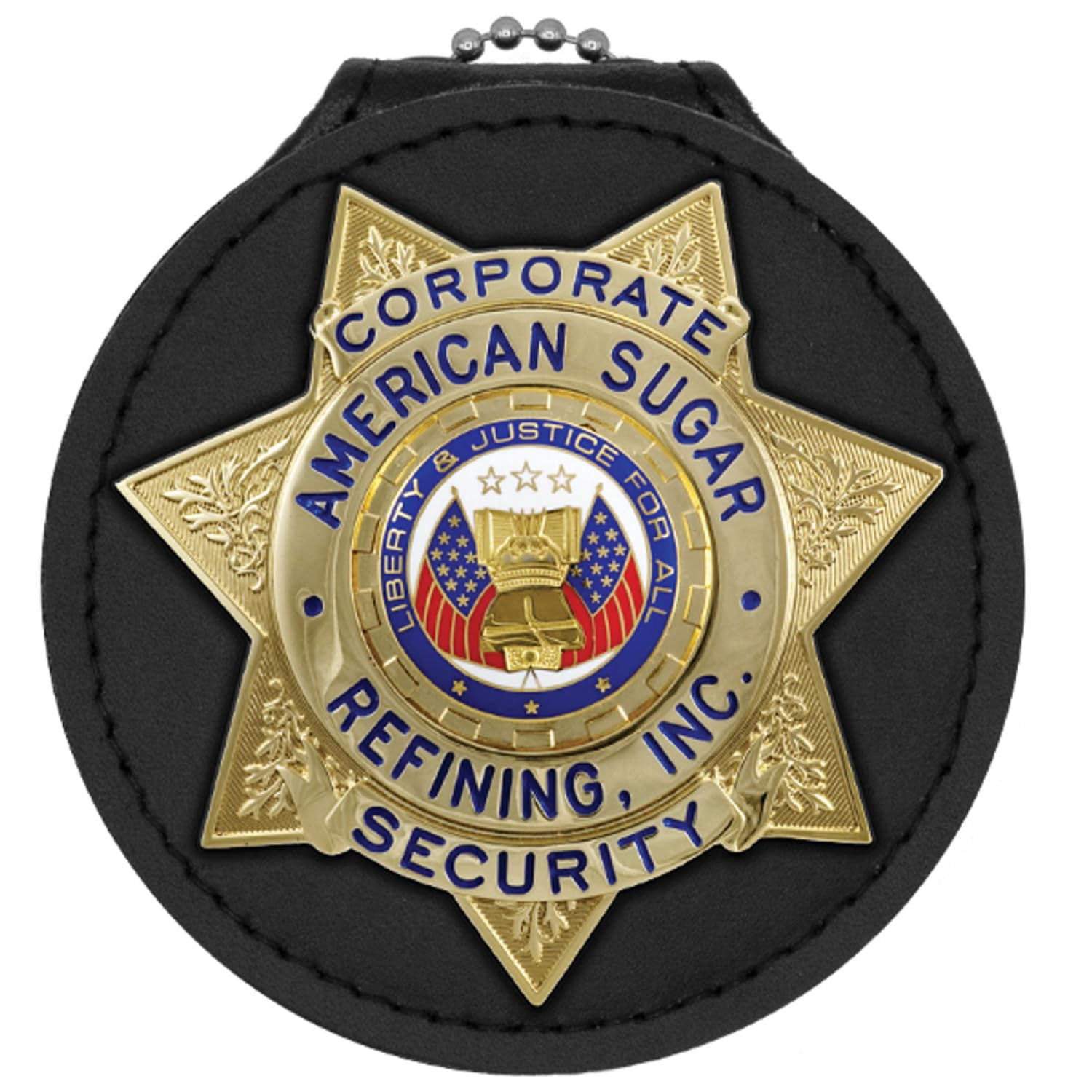 Hero’s Pride Deluxe Leather Badge Holder with Chain & Clip – Fits 5-Point Star Badge, 2-5/8" x 2-5/8