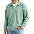 thumbnail image 2 of Men's Waffle Knit Zip Neck Shirt Collared Partial Zip Pullover Business Casual Shirt Workwear Pullover Top, 2 of 5