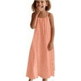 thumbnail image 4 of Spazoro Toddler Girls A-Line Dress, Sleeveless Casual V-Neck Solid Color Princess Dresses for Child Girls Orange Size 13 T, 4 of 9