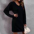 thumbnail image 3 of Tight Dress Various Sizes Drop Shoulder Sleeve V Neck Various Colors Long Sleeve Sweater Dress For Home ANGGREK Ropa, 3 of 6