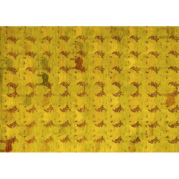 Ahgly Company Indoor Rectangle Abstract Yellow Modern Area Rugs, 8' x 12'