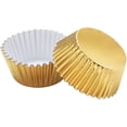 thumbnail image 1 of Juego de 100 envoltorios para cupcakes de papel de aluminio para muffins, cupcakes y pasteles (dorados), 1 of 5