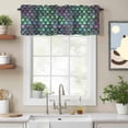 thumbnail image 2 of Colorful Mermaid Valance Curtain Scales Ombre Texture Window Valances Rod Pocket Short Curtains Window Treatments for Kitchen Bedroom Bathroom Laundry 60" x 18", 2 of 9