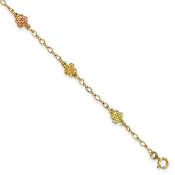 Auriga Fine Jewelry 10K Yellow Gold Black Hills Roses Bracelet 7.5" for Women