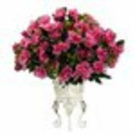 Natural Metal - Nearly Natural Azalea with Metal Planter Silk Plant