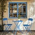 thumbnail image 6 of GRANDPATIO 3-Piece Foldable Bistro Set with Round Table, All-Weather Steel Frame, No Assembly, Multi-Color Outdoor Patio Furniture for Garden/Beach, Peacock Blue, 6 of 6