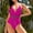 Hot Pink, variant on Hvot&aat Women Bikini Sets One Piece Plunge Skinny Straps Swimsuit Criss Cross Tie Knot Front Bathing Suit Cheeky Drawstring Swimwear