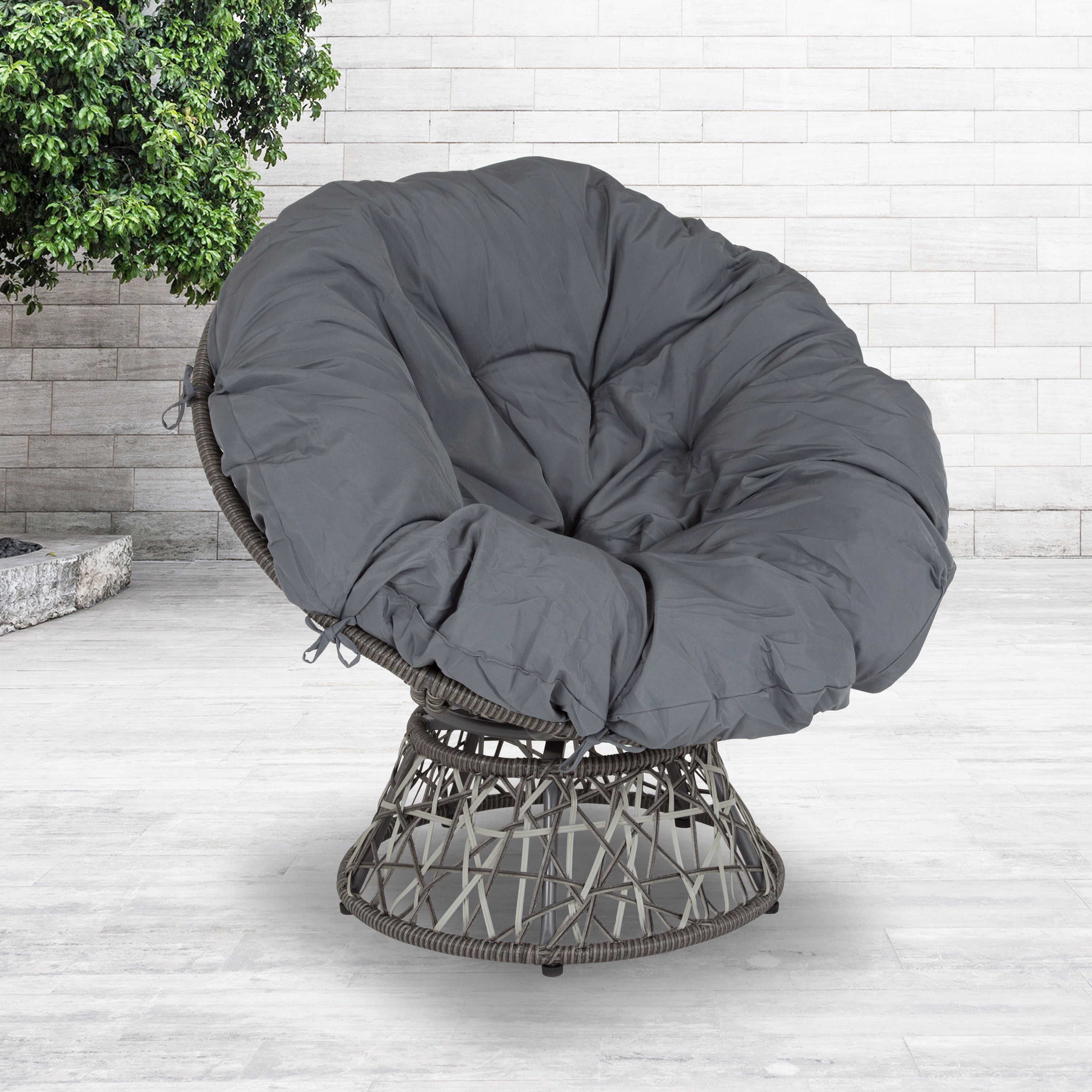 Flash Furniture Bowie Comfort Series Swivel Patio Chair with Dark Gray
