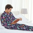thumbnail image 6 of Daiia Funny colorful skull ghost for Men's Long-Sleeved Pajama Set – Soft & Comfortable Sleepwear Button-Up Pajamas Cozy Lounge Wear-Large, 6 of 7