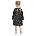 thumbnail image 3 of Girls' long-sleeved dress Cute Cat Paws Girls' A-line dress with ribbed cuffs Soft and comfortable, 3 of 6