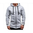 thumbnail image 1 of Mialoley Men Solid Color Zip Up Hoodie Long Sleeve Classic Winter Cotton Sweatshirt, 1 of 1