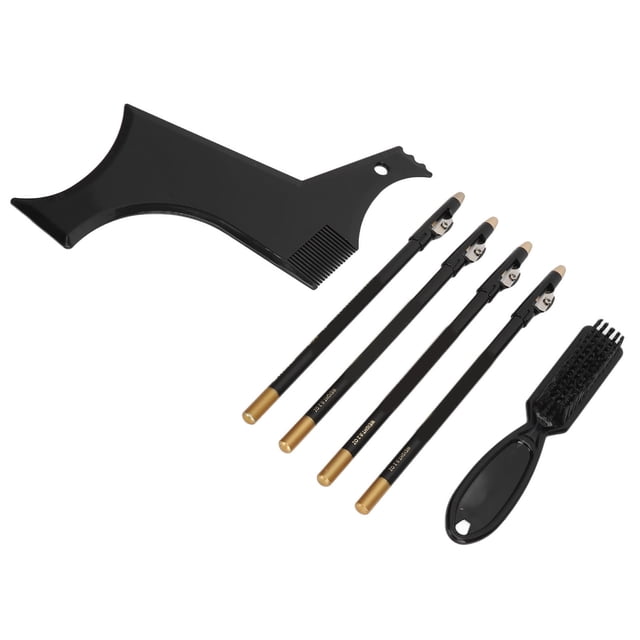 Beard Guide Stencil Template Kit, Beard Styling Trimming Tool Portable Multiple Curve for Salon Black