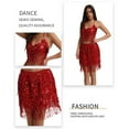thumbnail image 4 of Two Piece Skirt Set for Women Belly Dance Performance Jazz Sleeveless Solid Tassel Top Skirt Suit Womens Summer Outfits Red XL, 4 of 4