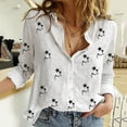 thumbnail image 2 of Yuncity Linen Shirts For Women Lapel Button Down Shirt Star Print Long Sleeve Loose Casual Tops S-2Xl, 2 of 5