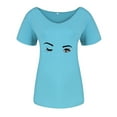 thumbnail image 3 of Summer Plus Size Workout Tops Women Women's Casual Fashion Summer V-Neck T-Shirt Printed Short-Sleeved Tops V Neck Tshirt Women on Clearance, 3 of 4