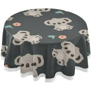 SKYSONIC Koala Round Tablecloth 60 Inch Waterproof Stain and Wrinkle Resistant Washable Decorative Table Covers for Kitchen Dining Tabletop Party Outdoor Picnic