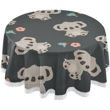 SKYSONIC Koala Round Tablecloth 60 Inch Waterproof Stain and Wrinkle Resistant Washable Decorative Table Covers for Kitchen Dining Tabletop Party Outdoor Picnic
