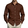 thumbnail image 5 of WTOBBY Men's Classic Button-Down Long Sleeve Shirt in Loose Fit, Timeless Design for Casual and Business Casual Occasions and Comfort,Brown 2XL, 5 of 7