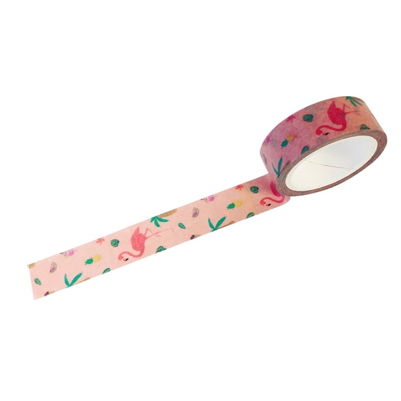 Wrapables® Unique Designs Washi Masking Tape, 15mm x 7m Flamingo Love