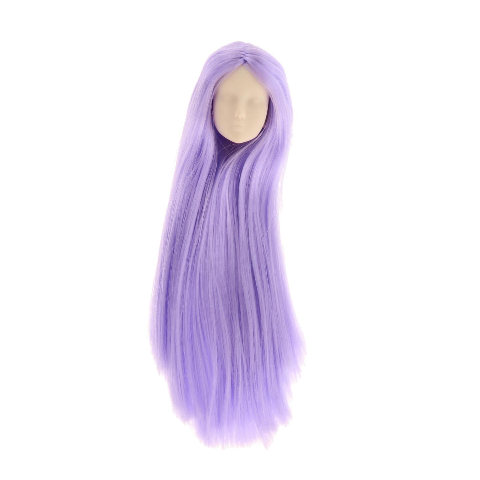 1/6 Beauty Lady Hairpiece Long Straight Purple Hair for 12'' Dolls Making Supply 