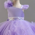 thumbnail image 4 of Party Dress For Toddler Girls Ruffled Sleeve Mesh Multiple Layer Tailed Dresses Stylish Formal Prom Gown (7-8Years, Purple), 4 of 5