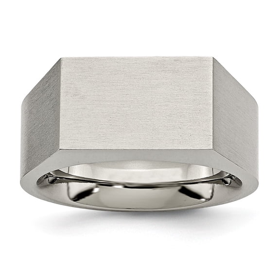 Titanium Polished and Brushed Signet Ring - Size 10