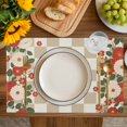 thumbnail image 4 of Beige Plaid Placemats Set of 4, Red Floral Japanese Abstract Buffalo Lattice Placemats for Dining Table, Place Mats for Kitchen Tabletop, Waterproof Wipeable Dining Table Mats Set, 4 of 9