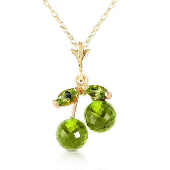 Galaxy Gold 1.45 Carat 14k 20" Solid Gold Natural Peridot Pendant Necklace