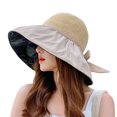 thumbnail image 1 of Guardurnaity Sombrero para el sol femenino con ala grande: ligero y resistente a los rayos UV con ala grande en ambos lados en verano Sombrero para Sombreros Sombrero Blanco Roto, 1 of 6